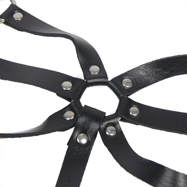 Subblime Körperharness aus Leder mit Kettendetails, schwarz