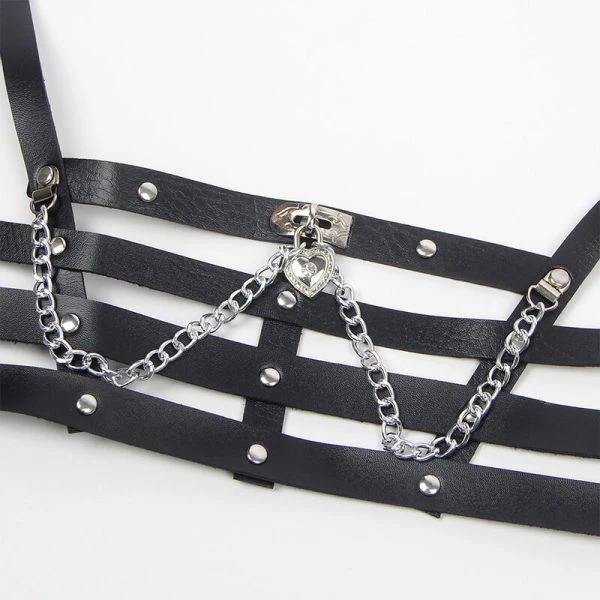 Subblime Korset-Harnas met ketting, zwart, één maat