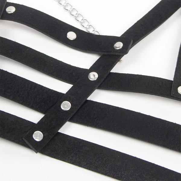 Subblime Korset-Harnas met ketting, zwart, één maat