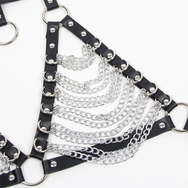 Subblime Harness-BH en ketting met kettingen, zwart, one size