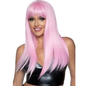 Leg Avenue lange glatte Perücke mit Pony rosa