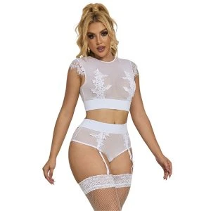 Subblime BH, Höschen und Strumpfgürtel Set weiß S/M