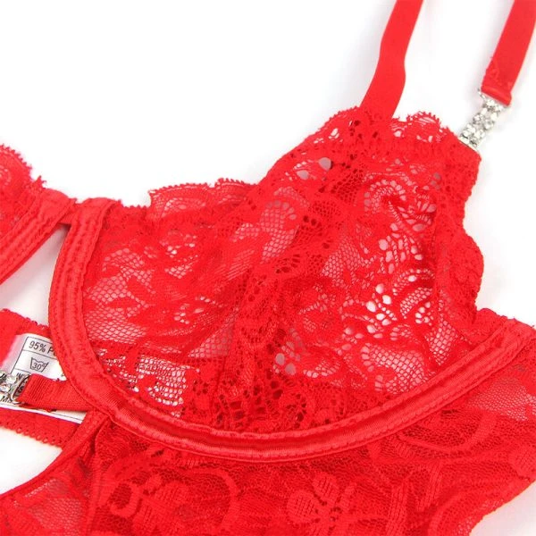Subblime kantbabydoll met verstelbare bandjes rood S/M