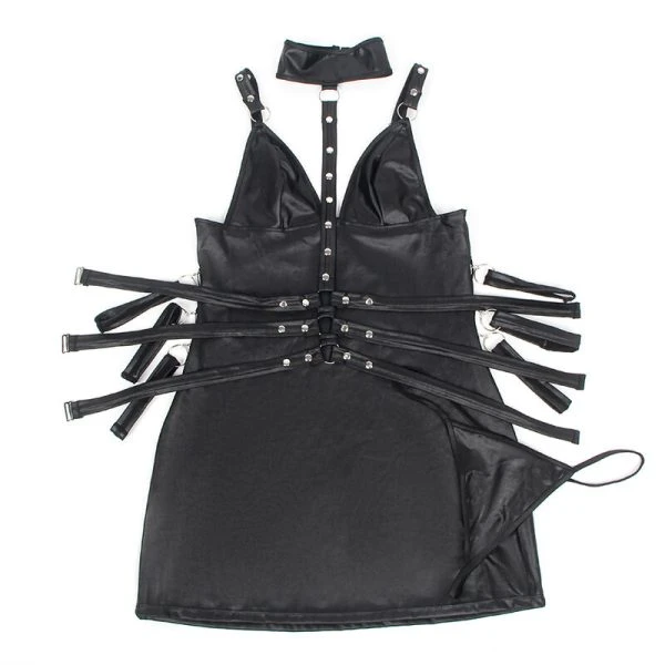 Subblime Bondage-jurk van leer, zwart, S/M