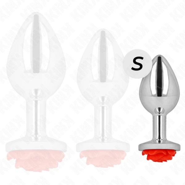 Kink Analplug mit roter Rose aus Edelstahl Größe S Kink Analplug mit roter Rose aus Edelstahl Größe S