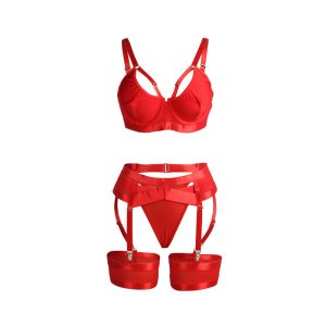 Subblime Bondage-BH met jarretelset rood S/M Subblime Bondage-BH met jarretelset rood S/M - Afbeelding 5