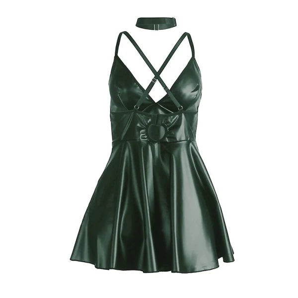 Subblime Jurk met groene leren bandjes S/M