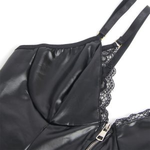 Subblime Body van kant en PU-leer met rits en jarretels Zwart Subblime Body van kant en PU-leer met rits en jarretels Zwart - Afbeelding 6