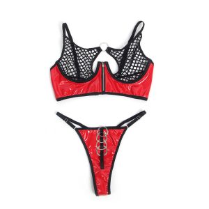 Subblime BH-set van rood lakleer met net en rits L/XL Subblime BH-set van rood lakleer met net en rits L/XL - Afbeelding 6