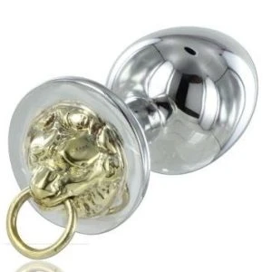 Metal Hard anale plug van staal met tijgermotief, 4 cm diameter