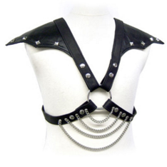 Leren Body Lederharnas voor Mannen met Metalen Kettings Leren Body Lederharnas voor Mannen met Metalen Kettings - Afbeelding 1