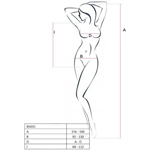 Passion Net-body BS035 met kruisopening, wit