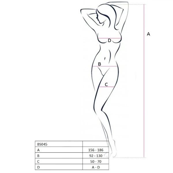 Passion Bodystocking BS045 Net-body met borduursel Zwart Unisex-maat Passion Bodystocking BS045 Net-body met borduursel Zwart Unisex-maat