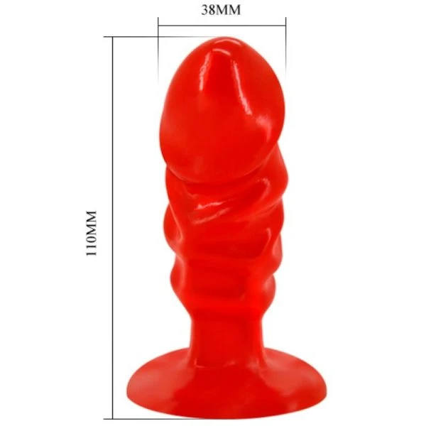 Baile Unisex-Anaalplug met rode zuignap, PVC