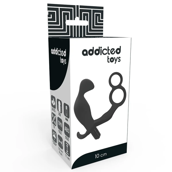 Addicted Toys Anaalplug met dubbele penisring en balring, zwart