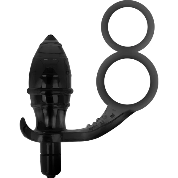 Addicted Toys Anaalplug met dubbele zwarte ring en trilling