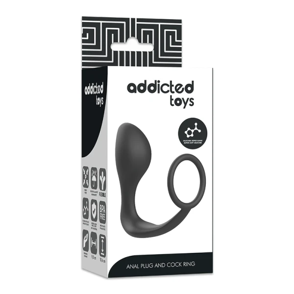 Addicted Toys Anaalplug met zwarte siliconenring voor beginners Addicted Toys Anaalplug met zwarte siliconenring voor beginners