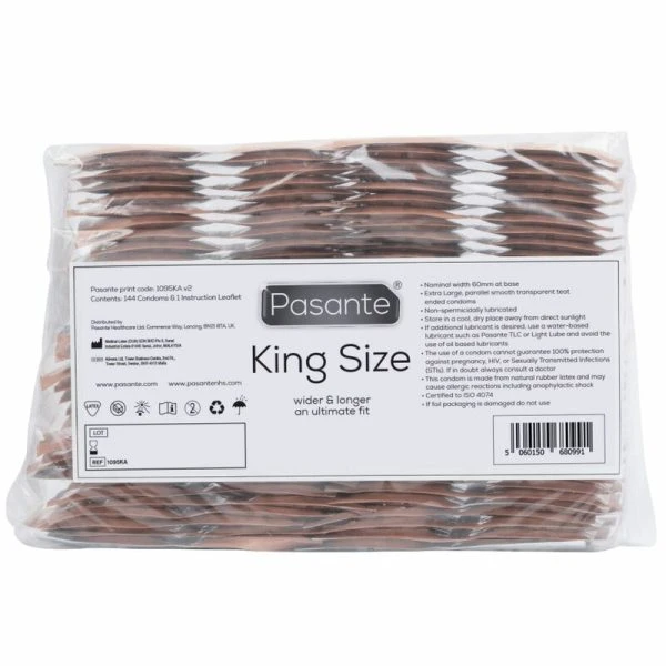 Pasante Condooms King Size Zak 144 Stuks, 60 mm Nominale Breedte