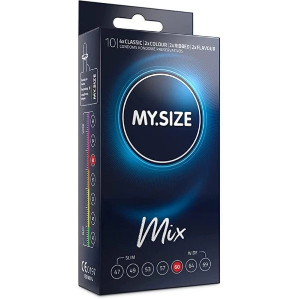 My Size Mix Condooms 60 mm 10 stuks met Classic, Ribbed, Flavour en Color