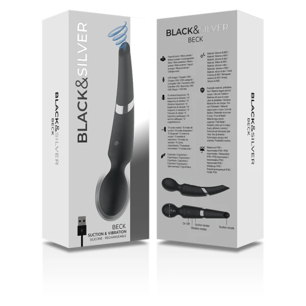 Black&silver Beck Stabvibrator met zuigfunctie siliconen Black&silver Beck Stabvibrator met zuigfunctie siliconen