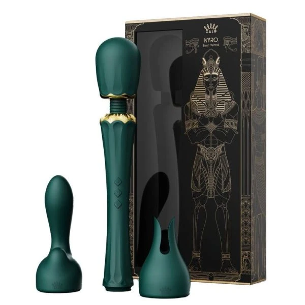 Zalo Kyro Toverstaf Vibrator met Siliconen Opzetstukken Groen