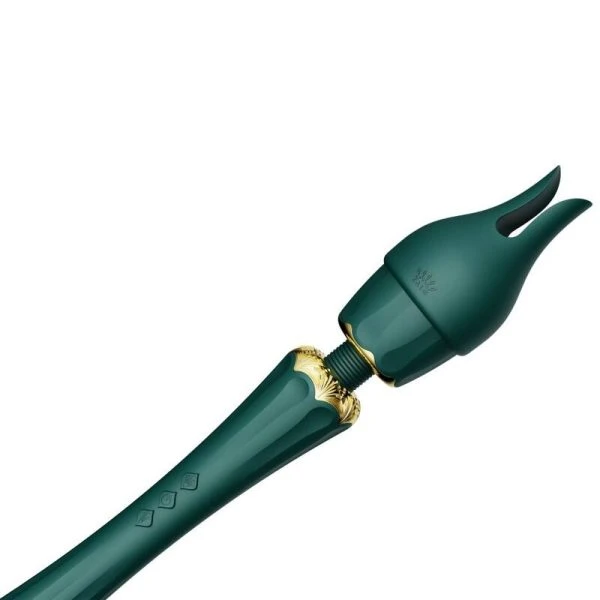 Zalo Kyro Toverstaf Vibrator met Siliconen Opzetstukken Groen