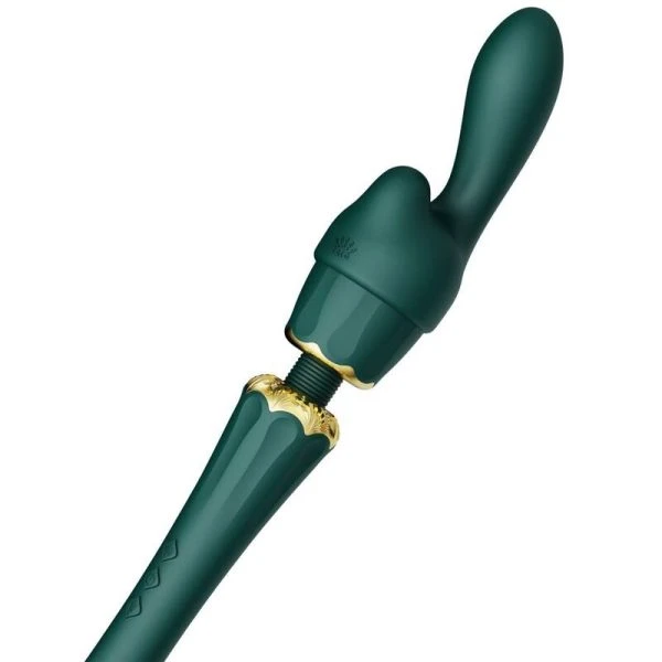 Zalo Kyro Toverstaf Vibrator met Siliconen Opzetstukken Groen