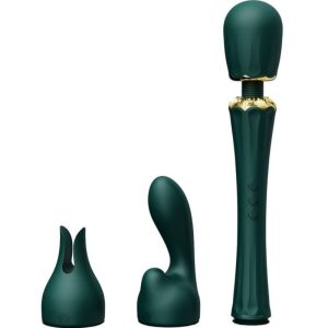 Zalo Kyro Toverstaf Vibrator met Siliconen Opzetstukken Groen Zalo Kyro Toverstaf Vibrator met Siliconen Opzetstukken Groen - Afbeelding 1