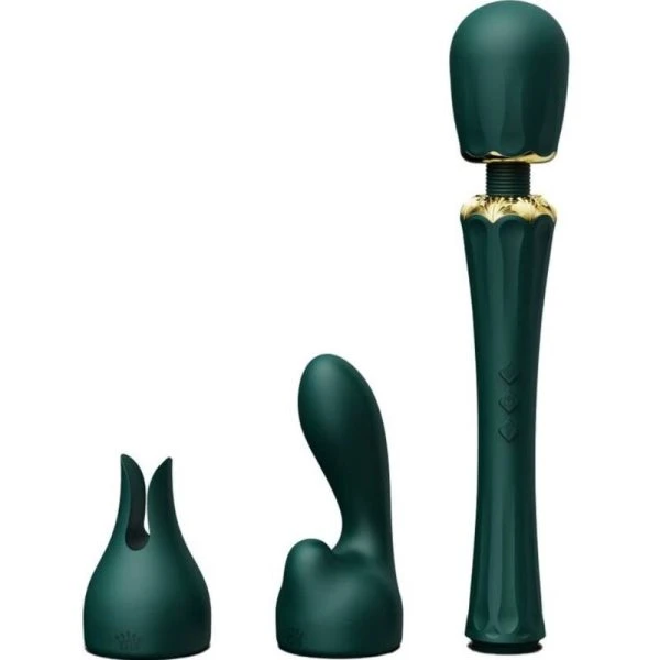 Zalo Kyro Toverstaf Vibrator met Siliconen Opzetstukken Groen