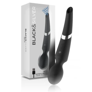 Black&silver Beck Stabvibrator met zuigfunctie siliconen