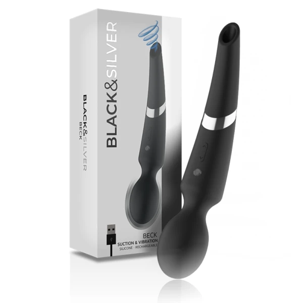 img_145582_0b8783eca5e35d917db9af5f17158f16_1.png Black&silver Beck Stabvibrator met zuigfunctie siliconen