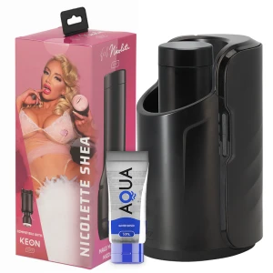 Kiiroo Keon automatic masturbator with Feel Nicolette Shea Stroker and lubricant