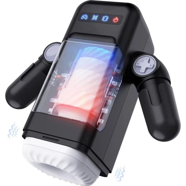 Baile Game Cup stotende Vibratie-Masturbator met Verwarmingsfunctie en Telefoonhouder Zwart