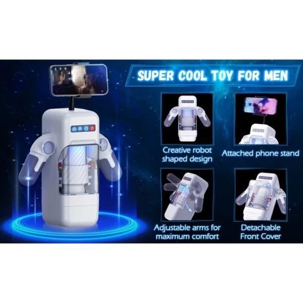 Baile Game Cup stotende Vibratie-Masturbator met Verwarmingsfunctie en Telefoonhouder Zwart