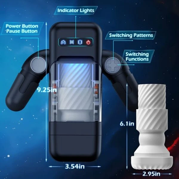 Baile Game Cup stotende Vibratie-Masturbator met Verwarmingsfunctie en Telefoonhouder Zwart