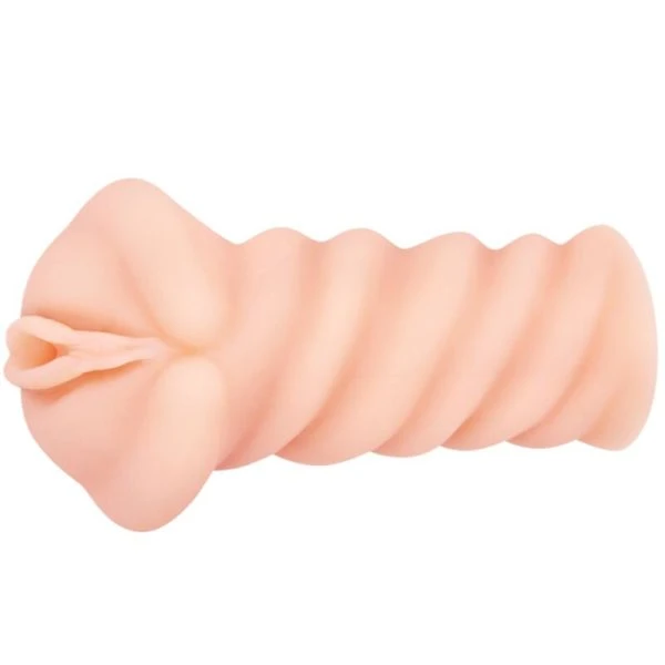 Crazy Bull Draagbare Vagina-Masturbator met geribbelde tunnel, vleeskleur