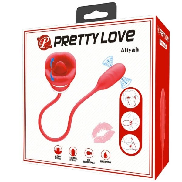 Pretty Love Aliyah Masturbator met rode mond, USB-oplaadbaar