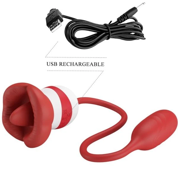 Pretty Love Aliyah Masturbator met rode mond, USB-oplaadbaar