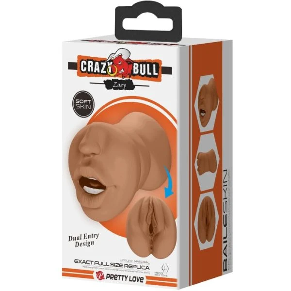 Crazy Bull Zoey Dubbele Masturbator Mond en Vagina Vlees