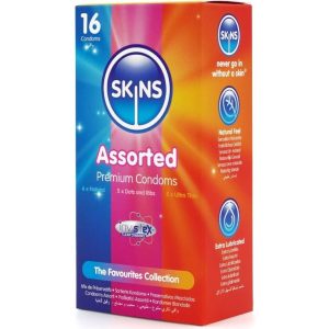 Skins Gesorteerde Premium-Condoomverpakking 16 – Original, Nopjes, Ribbels, Ultradun Skins Gesorteerde Premium-Condoomverpakking 16 – Original, Nopjes, Ribbels, Ultradun - Afbeelding 2