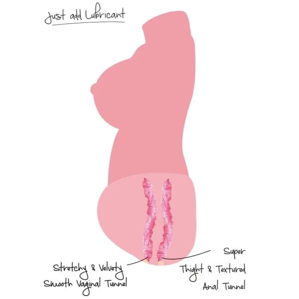 Hidden Desire Masturbator-Torso met dubbelkanaal voor vagina en anus
