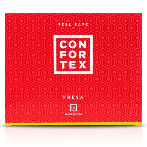 Confortex Aardbei-Condoom 144 stuks, roze transparant Confortex Aardbei-Condoom 144 stuks, roze transparant