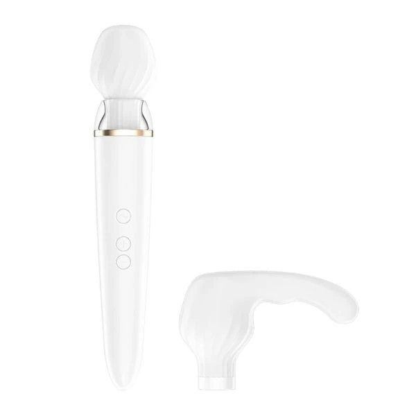 Satisfyer Double Wander App Vibrator met twee opzetstukken, wit Satisfyer Double Wander App Vibrator met twee opzetstukken, wit