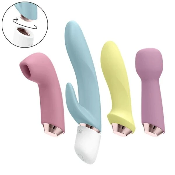 Satisfyer Marvelous Four Vibrator en luchtdrukset met 4 opzetstukken