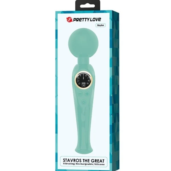 Pretty Love Skyler Green Wand Vibrator mit flexiblem Hals und LCD-Display