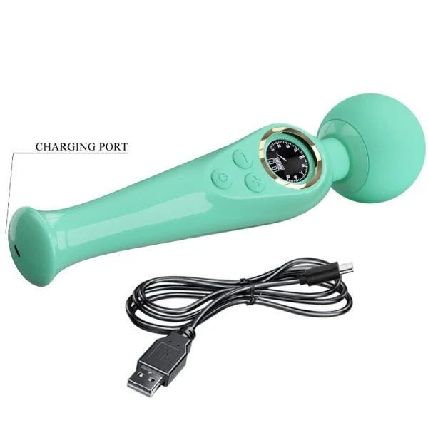 Pretty Love Skyler Green Wand Vibrator mit flexiblem Hals und LCD-Display