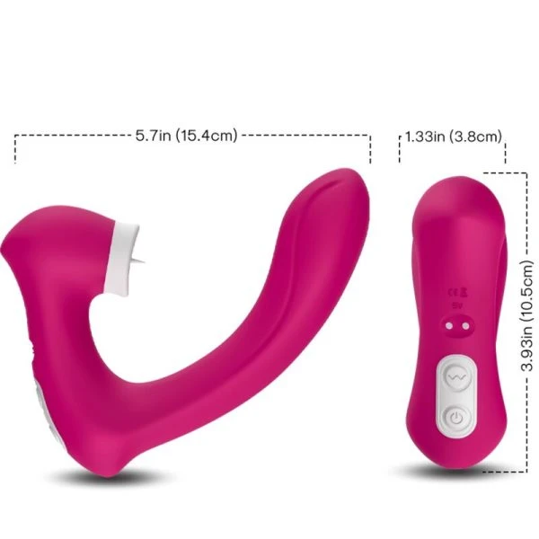 Armony Secretkiss opzetvibrator met lik- en trilfunctie, gebogen fuchsia