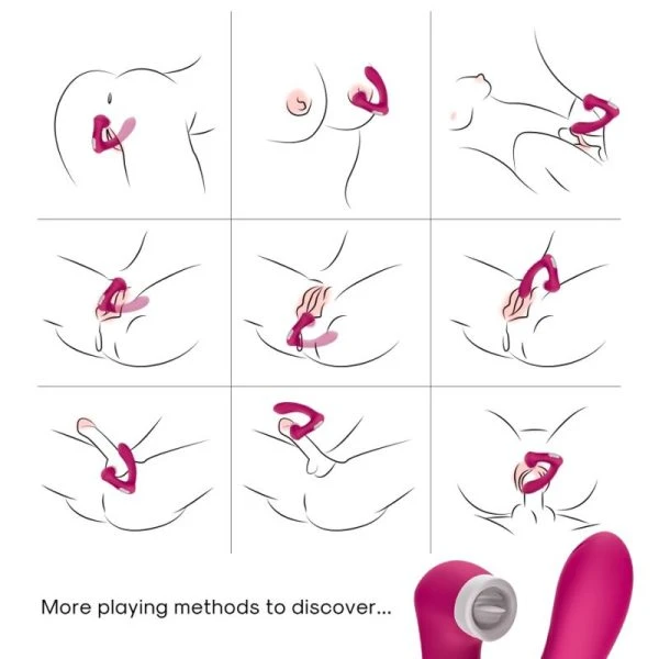 Armony Secretkiss opzetvibrator met lik- en trilfunctie, gebogen fuchsia