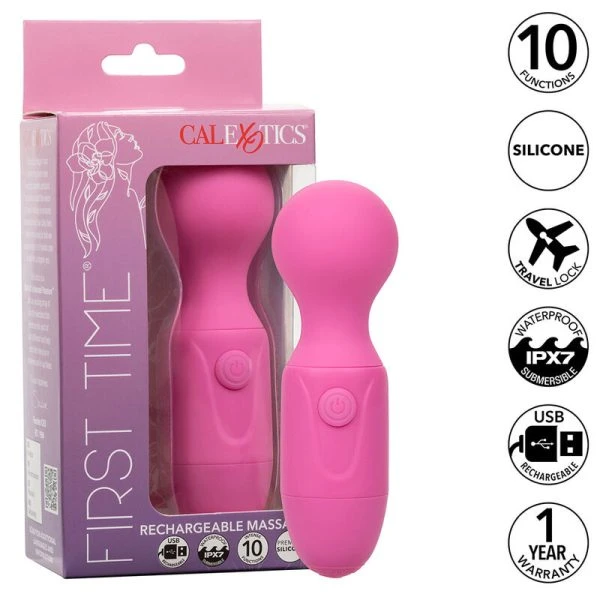 Calexotics First Time Wiederaufladbarer Massager mit 10 Vibrationen, Rosa
