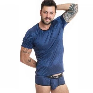 Anais Luxury Lingerie Naval T-Shirt van tule met satijnen strepen